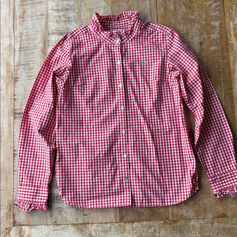 Vineyard Vines Red Gingham Girls Shirt size 14 - Picture 2 of 6